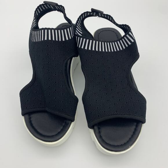 Black Sandals Women Size 8 Summer Shoes Peep Toe - Picture 10 of 10